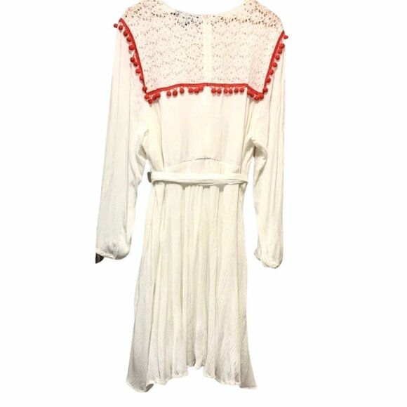 Eloquii Fit & Flare Pom Pom Lace Boho Gauze Dress Tie Plus 24 Curvy Fashionista - Picture 6 of 12